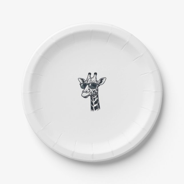 Prato De Papel Óculos de sol de girafa legais Camiseta com gravaç (Frente)
