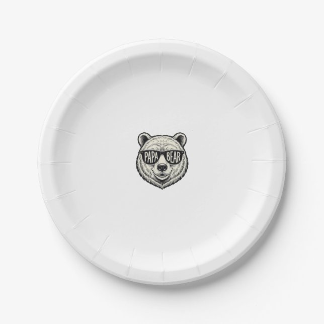 Prato De Papel Óculos de sol do Papai Urso Cabeça de Urso Design  (Frente)