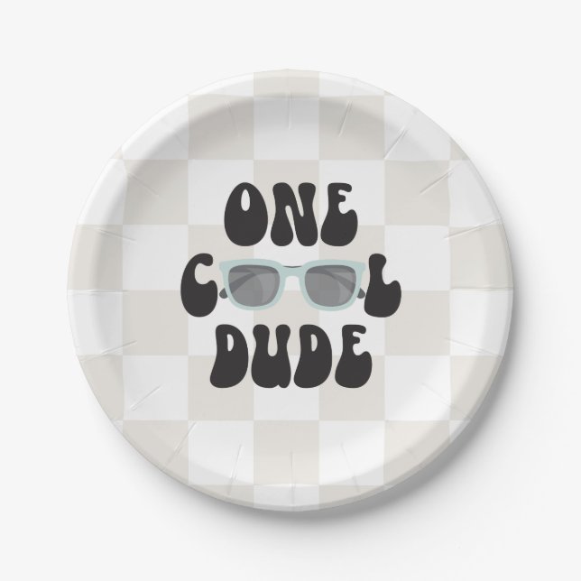 Prato De Papel Óculos de Sol One Cool Dude 1º Aniversário (Frente)