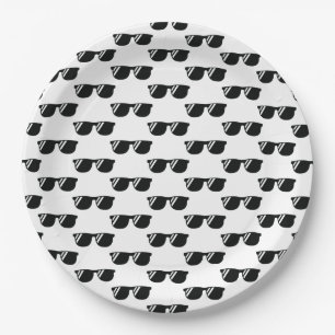 Prato De Papel Óculos escuros Padrão Formando branco preto divers