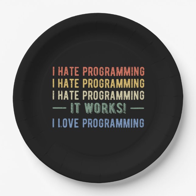 Prato De Papel Odeio Programação - Programador Engraçado I (Frente)
