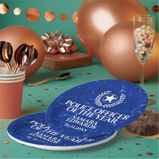 Prato De Papel Oficial de Polícia Elegante do Ano Blue Marble