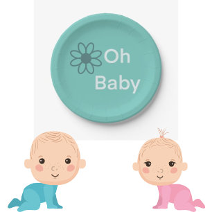 Prato De Papel Oh Baby Blue Floral Daisy Paper