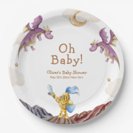 Prato De Papel Oh Baby Medieval Fairytale Dragon Boy Chá de frald