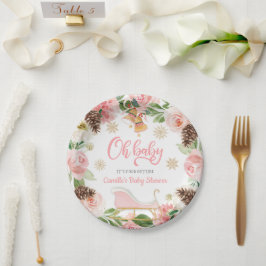 Prato De Papel Oh Baby Winter Girl Chá de fraldas Papel Personali