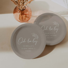Prato De Papel Oh Beige Beige Gênero Neutro Chá de fraldas Modern