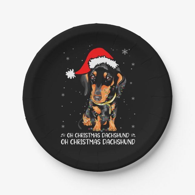 Prato De Papel oh christmas dachshund oh christmas dacPaper Plate (Frente)