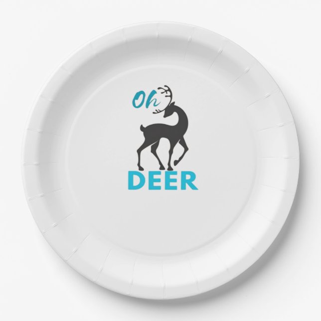 Prato De Papel Oh Deer Design Minimalista  (Frente)