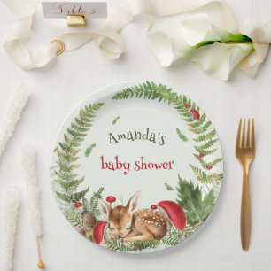 Prato De Papel Oh Deer floresta floral bebê cervo baby shower 