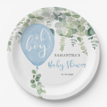 Oh garoto balão azul chá de fraldas verde