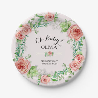 Prato De Papel Oh Menina BOHO Chic Chuva Água Floral Aquarela