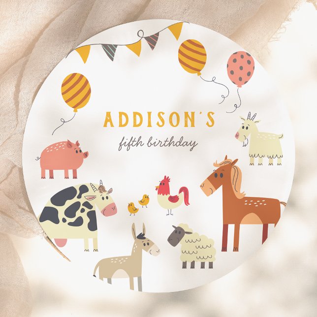 Prato De Papel Oink Baa Quack Moo Farm Animals Birthday Party (Criador carregado)
