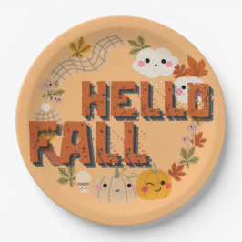 Prato De Papel Olá, Fall Cut Nature O Outono Deixa Pumpkins