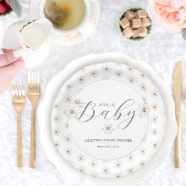 Prato De Papel Olá, Primavera de bebê Chá de fraldas Daffodil