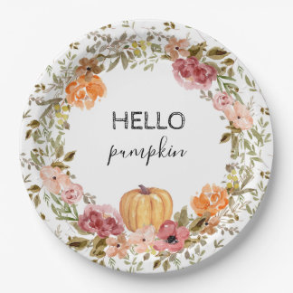 Prato De Papel Olá Pumpkin Paper Plates Fall Chá de panela