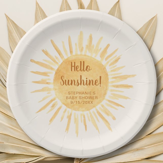 Prato De Papel Olá Sunshine Boho Chá de fraldas (Criador carregado)