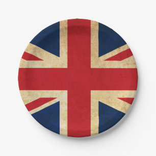 Prato De Papel Old Vintage Grunge Reino Unido Flag Union Jack