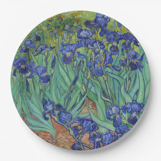 Prato De Papel Óleo Floral de Íris Azuis Famoso de Van Gogh