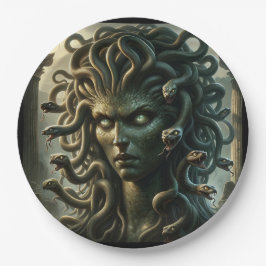Prato De Papel Olhar de Medusa Cabeça da Morte de Cobras
