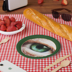 Prato De Papel Olho Assustador e Olho Verde do Halloween / zumbi