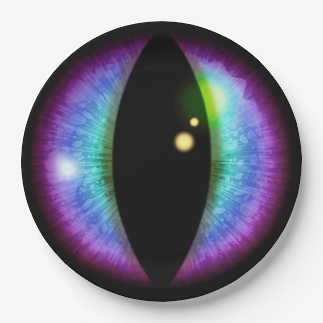 Prato De Papel Olho de Dragões Azuis e Roxos (Frente)