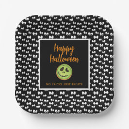 Prato De Papel Olhos assustadores do Halloween biscoito verde sem