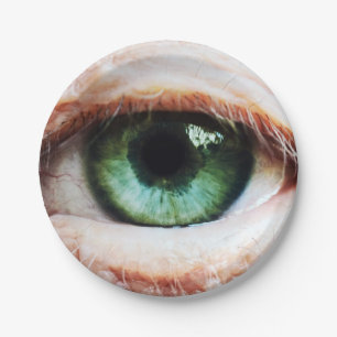 Prato De Papel Olhos Assustadores e Olhos Verdes no Halloween / z