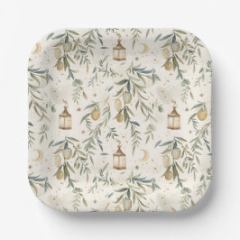 Prato De Papel Olive & Lantern Islamic Party Plates