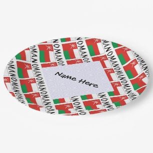 Prato De Papel Oman Bandeira Omanita Personalizada Nome