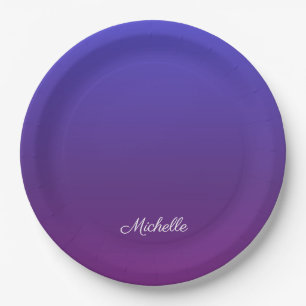 Prato De Papel Ombre azul e roxo personalizado