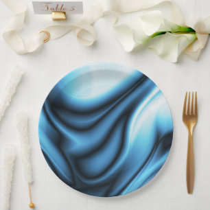 Prato De Papel Onda de Seda Azul