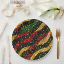 Ondas Negras Amarelas Vermelhas de Brilho Festivo