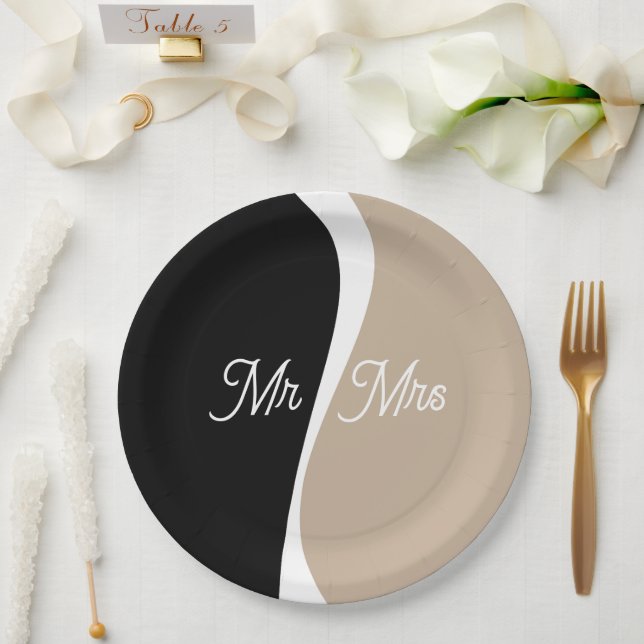 Prato De Papel Ondas Simples 2 - Placas De Papel Personalizadas (Casamento)