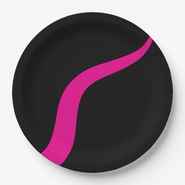 Prato De Papel Ondas simples 3 em magenta e preto (Frente)