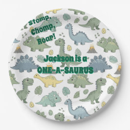 Prato De Papel ONE-A-SAURUS Dinosaur Pattern Paper Plates