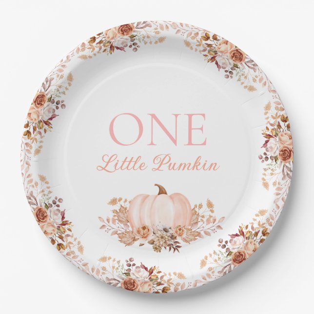 Prato De Papel One little Pumpkin Paper Plate (Frente)