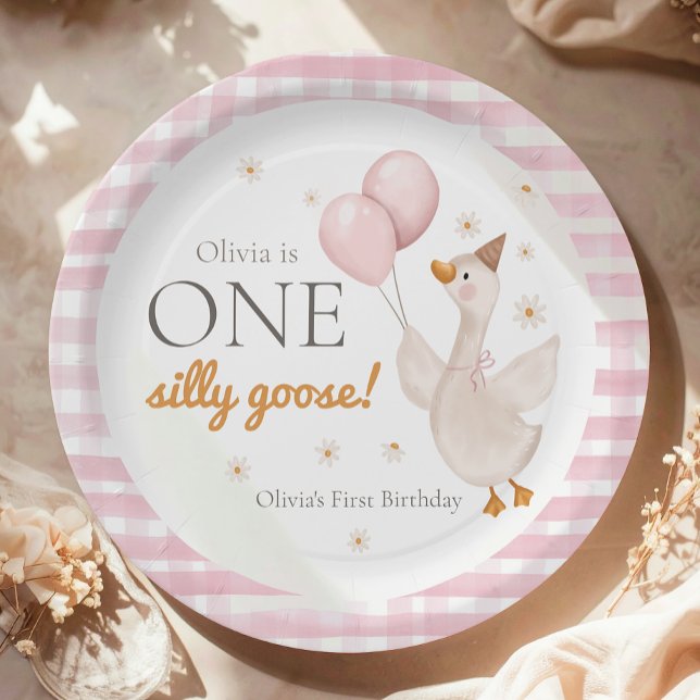 Prato De Papel One Silly Goose Spring Party Farm First Birthday (Criador carregado)