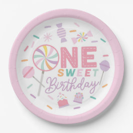 Prato De Papel One Sweet Birthday 9" Paper Plate