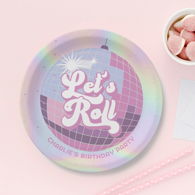 Prato De Papel Ontem, vamos Roll Diversão Retro Roller Skating Gi (Criador carregado)