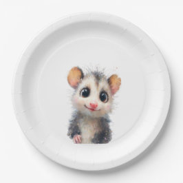 Prato De Papel Opossum Birthday Plate • Cute Woodland Party