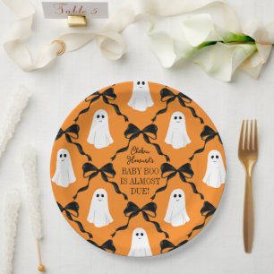 Prato De Papel Orange Baby Boo quase devido fantasmas e Arcos pre