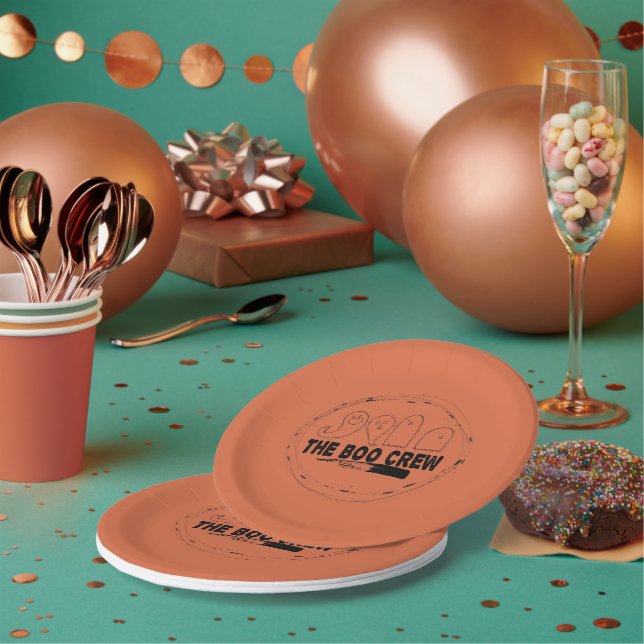 Prato De Papel Orange Halloween Ghosts (Múltiplo)