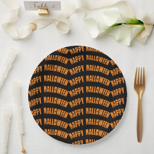Prato De Papel Orange Happy Halloween Pattern Napkins (Casamento)