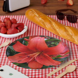 Prato De Papel Orange Lily Bloom Floral