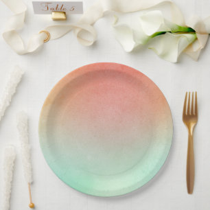 Prato De Papel Orange Peach Mint Wedding