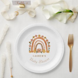 Prato De Papel Orange Terracotta Bohemian | Chá de fraldas arco-í