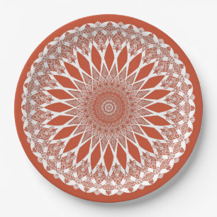 Prato De Papel Orange Terracotta Tristyns Mandala