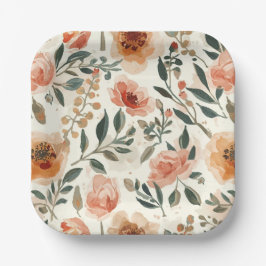 Prato De Papel Orange Watercolor Flowers Botanical Painting