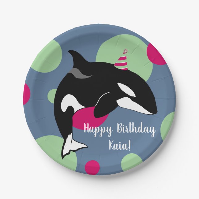 Prato De Papel Orca Killer Whale Aniversário (Frente)