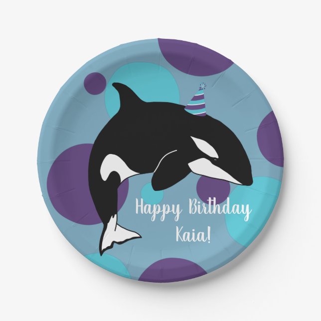 Prato De Papel Orca Killer Whale Birthday (Frente)